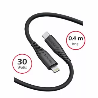KABEL DO TRANSMISJI DANYCH SWISSTEN SOFT SILICONE USB-C / LIGHTNING 0,4 M CZARNY