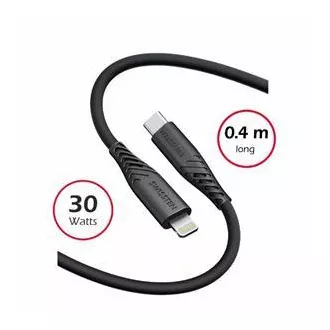 KABEL DO TRANSMISJI DANYCH SWISSTEN SOFT SILICONE USB-C / LIGHTNING 0,4 M CZARNY