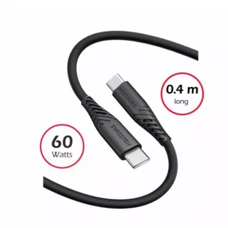 SWISSTEN KABEL DO TRANSMISJI DANYCH MIĘKKI SILIKONOWY USB-C / USB-C 0,4 M CZARNY