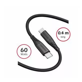 SWISSTEN KABEL DO TRANSMISJI DANYCH MIĘKKI SILIKONOWY USB-C / USB-C 0,4 M CZARNY