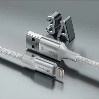 KABEL DO TRANSMISJI DANYCH SWISSTEN TEXTILE II USB / LIGHTNING 1,5 M BIAŁY