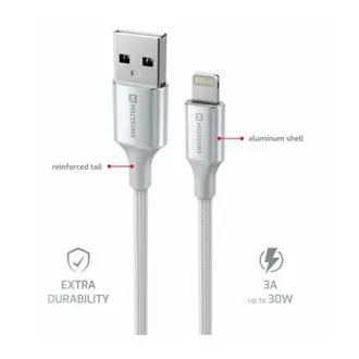 KABEL DO TRANSMISJI DANYCH SWISSTEN TEXTILE II USB / LIGHTNING 1,5 M BIAŁY