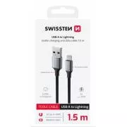 KABEL DO TRANSMISJI DANYCH SWISSTEN TEXTILE II USB / LIGHTNING 1,5 M CZARNY