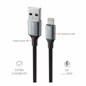 KABEL DO TRANSMISJI DANYCH SWISSTEN TEXTILE II USB / LIGHTNING 1,5 M CZARNY