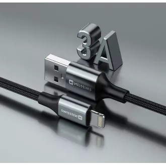 KABEL DO TRANSMISJI DANYCH SWISSTEN TEXTILE II USB / LIGHTNING 1,5 M CZARNY