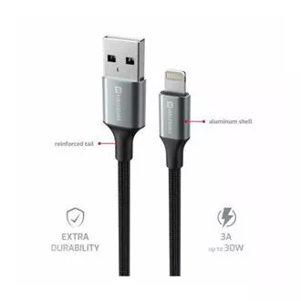 KABEL DO TRANSMISJI DANYCH SWISSTEN TEXTILE II USB / LIGHTNING 1,5 M CZARNY