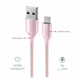 KABEL DO TRANSMISJI DANYCH SWISSTEN TEXTILE II USB / LIGHTNING 1,5 M RÓŻOWY