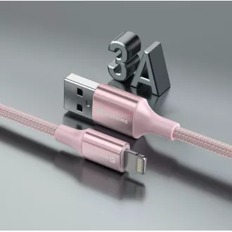 KABEL DO TRANSMISJI DANYCH SWISSTEN TEXTILE II USB / LIGHTNING 1,5 M RÓŻOWY