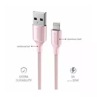 KABEL DO TRANSMISJI DANYCH SWISSTEN TEXTILE II USB / LIGHTNING 1,5 M RÓŻOWY