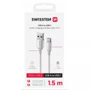 KABEL DO TRANSMISJI DANYCH SWISSTEN TEXTILE II USB / USB-C 1,5 M BIAŁY