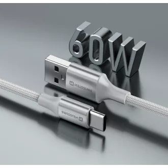 KABEL DO TRANSMISJI DANYCH SWISSTEN TEXTILE II USB / USB-C 1,5 M BIAŁY