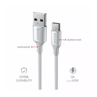 KABEL DO TRANSMISJI DANYCH SWISSTEN TEXTILE II USB / USB-C 1,5 M BIAŁY