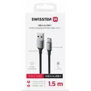 KABEL DO TRANSMISJI DANYCH SWISSTEN TEXTILE II USB / USB-C 1,5 M CZARNY