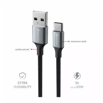 KABEL DO TRANSMISJI DANYCH SWISSTEN TEXTILE II USB / USB-C 1,5 M CZARNY