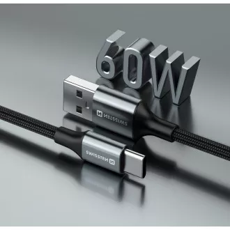 KABEL DO TRANSMISJI DANYCH SWISSTEN TEXTILE II USB / USB-C 1,5 M CZARNY