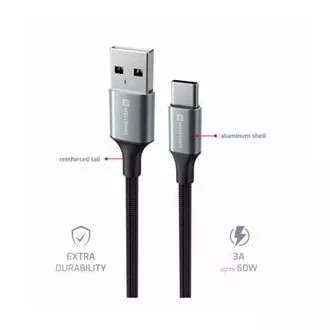 KABEL DO TRANSMISJI DANYCH SWISSTEN TEXTILE II USB / USB-C 1,5 M CZARNY