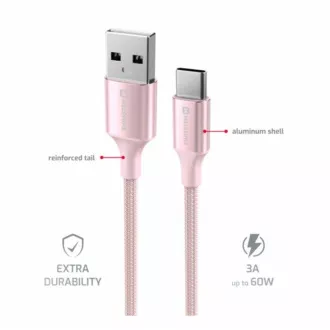KABEL DO TRANSMISJI DANYCH SWISSTEN TEXTILE II USB / USB-C 1,5 M RÓŻOWY