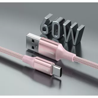 KABEL DO TRANSMISJI DANYCH SWISSTEN TEXTILE II USB / USB-C 1,5 M RÓŻOWY