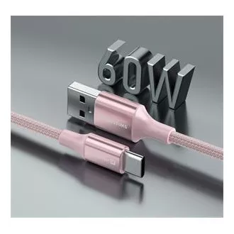 KABEL DO TRANSMISJI DANYCH SWISSTEN TEXTILE II USB / USB-C 1,5 M RÓŻOWY