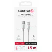 KABEL DO TRANSMISJI DANYCH SWISSTEN TEXTILE II USB-C / LIGHTNING 1,5 M BIAŁY