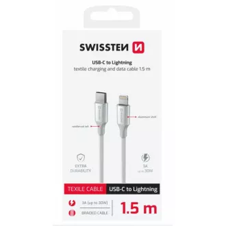 KABEL DO TRANSMISJI DANYCH SWISSTEN TEXTILE II USB-C / LIGHTNING 1,5 M BIAŁY