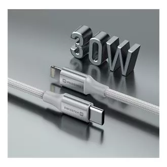 KABEL DO TRANSMISJI DANYCH SWISSTEN TEXTILE II USB-C / LIGHTNING 1,5 M BIAŁY