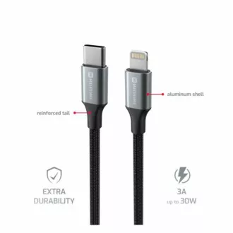 KABEL DO TRANSMISJI DANYCH SWISSTEN TEXTILE II USB-C / LIGHTNING 1,5 M CZARNY KABEL DO TRANSMISJI DANYCH SWISSTEN TEXTILE II USB-C / LIGHTNING 1,5 M CZARNY