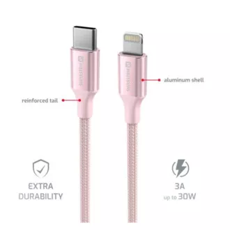KABEL DO TRANSMISJI DANYCH SWISSTEN TEXTILE II USB-C / LIGHTNING 1,5 M RÓŻOWY