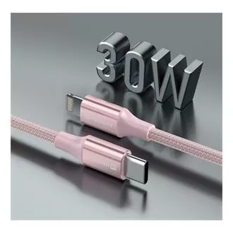 KABEL DO TRANSMISJI DANYCH SWISSTEN TEXTILE II USB-C / LIGHTNING 1,5 M RÓŻOWY