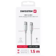 KABEL DO TRANSMISJI DANYCH SWISSTEN TEXTILE II USB-C / USB-C 1,5 M BIAŁY