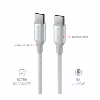 KABEL DO TRANSMISJI DANYCH SWISSTEN TEXTILE II USB-C / USB-C 1,5 M BIAŁY