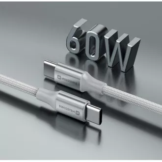 KABEL DO TRANSMISJI DANYCH SWISSTEN TEXTILE II USB-C / USB-C 1,5 M BIAŁY
