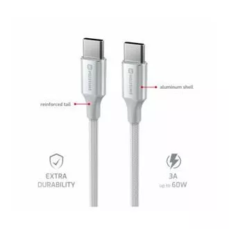 KABEL DO TRANSMISJI DANYCH SWISSTEN TEXTILE II USB-C / USB-C 1,5 M BIAŁY