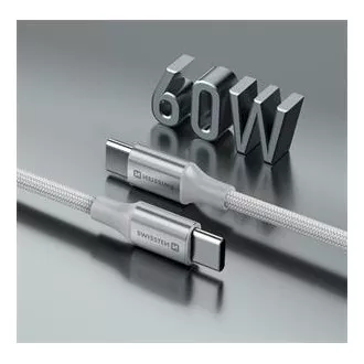 KABEL DO TRANSMISJI DANYCH SWISSTEN TEXTILE II USB-C / USB-C 1,5 M BIAŁY