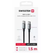 KABEL DO TRANSMISJI DANYCH SWISSTEN TEXTILE II USB-C / USB-C 1,5 M CZARNY