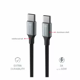 KABEL DO TRANSMISJI DANYCH SWISSTEN TEXTILE II USB-C / USB-C 1,5 M CZARNY
