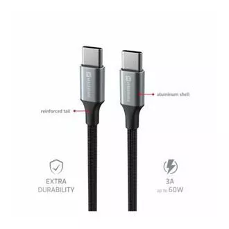 KABEL DO TRANSMISJI DANYCH SWISSTEN TEXTILE II USB-C / USB-C 1,5 M CZARNY