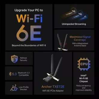 Karta TP-Link Archer TXE72E - AXE5400 Wi-Fi 6E Bluetooth 5.3 PCIe Karta TP-Link Archer TXE72E - AXE5400 Wi-Fi 6E Bluetooth 5.3 PCIe