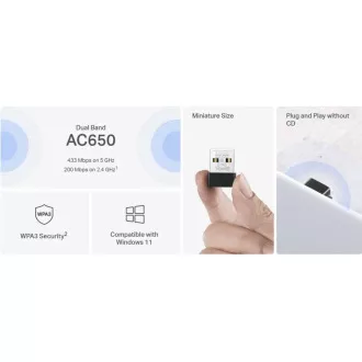 MERCUSYS MA20N - Bezprzewodowa dwupasmowa karta sieciowa AC650 USB Nano