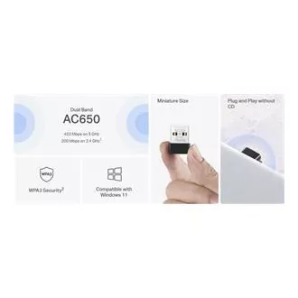 MERCUSYS MA20N - Bezprzewodowa dwupasmowa karta sieciowa AC650 USB Nano