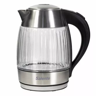 Salente StripeGlass, czajnik elektryczny 1,8 l, stal nierdzewna/szkło, czerwone podświetlenie