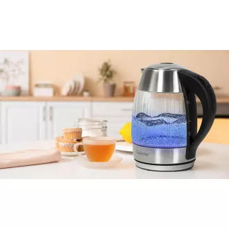 Salente StripeGlass, czajnik elektryczny 1,8 l, stal nierdzewna/szkło, czerwone podświetlenie