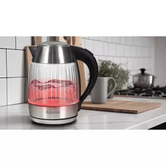 Salente StripeGlass, czajnik elektryczny 1,8 l, stal nierdzewna/szkło, czerwone podświetlenie