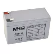 MHPower GE9-12 Akumulator żelowy 12V/9Ah, Faston F2 - 6,3mm, Deep Cycle