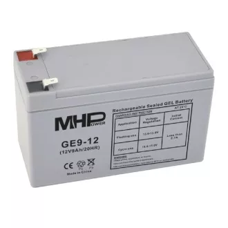 MHPower GE9-12 Akumulator żelowy 12V/9Ah, Faston F2 - 6,3mm, Deep Cycle