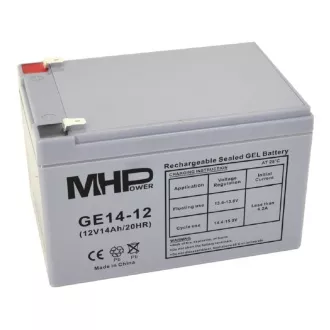 MHPower GE14-12 Akumulator żelowy 12V/14Ah, Faston F2 - 6,3mm, Deep Cycle