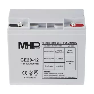 MHPower GE20-12 Akumulator żelowy 12V/20Ah, zacisk T1 - M5, Deep Cycle