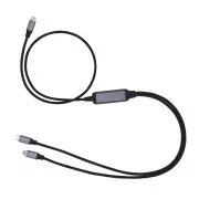 Rozgałęźnik zasilania C-TECH USB Type-C PD 100W, 0,7 m   2x0,5 m, czarny
