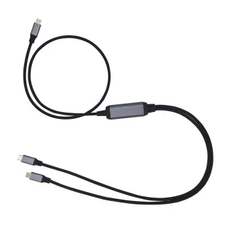 Rozgałęźnik zasilania C-TECH USB Type-C PD 100W, 0,7 m   2x0,5 m, czarny