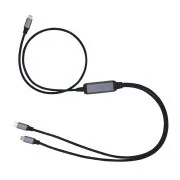 Rozgałęźnik zasilania C-TECH USB Type-C PD 100W, 0,7 m   2x0,5 m, czarny